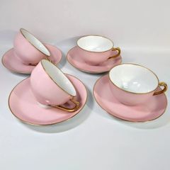 希少美品】大倉陶園 色蒔き ピンク アンティーク カップ&ソーサー 