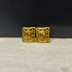【中古】シャネル ココマーク スクエア ヴィンテージイヤリング ゴールド　78000円→68000円