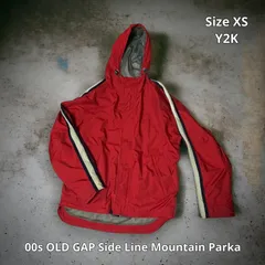 00s OLD GAP Side Line Mountain Parka オールドギャップ ナイロンマウンテンパーカー レッド ホワイト ネイビー XSサイズ サイドライン ドローコード ダブルジッパー Y2K テックウェア アウトドア ストリート