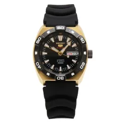 SEIKO 5 自動巻 裏スケルトン ブラック ゴールド 美品 セイコー 5 ファイブ メンズ 父の日 腕時計 手表 セイコー5 自動