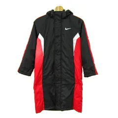 ナイキ ベンチコート 裏ボア アウター スポーツウエア キッズ 男の子用 XSサイズ 黒×赤 NIKE 【中古】