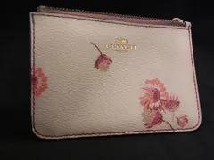 COACH コーチ F87793 PVC×レザー 花柄 フラワー カードケース カード入れ パスケース 定期入れ アイボリー系×マルチカラー DJ2514