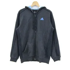 アディダス パーカー トップス ジップアップ スウェット 裏起毛 スポーツウエア 大きいサイズ メンズ Oサイズ ブラック adidas 【中古】