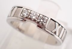 美品 TIFFANY&Co.(ティファニー) アトラス3Pダイヤリング K18WG 5.8g Au750 ホワイトゴールド 18金 ダイヤモンド 鑑定書付き レディース 8号