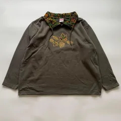 カナダ製 オーバーサイズ 刺繍 スウェット トレーナー ジップ カーキ カモ ビッグシルエット ストリート street XXL Y2K