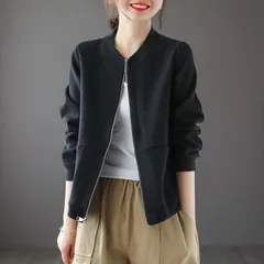 ジャケット スウェット カーディガン レディース ジップアップ トップス 春 カットソー 秋  長袖 薄手 羽織り 大人 ライトコート カジュアル 無地 chaoliu87