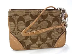 ■美品■ COACH コーチ シグネチャー キャンバス×レザー ミニ マルチポーチ マルチケース 小物入れ レディース ブラウン系 DH9340