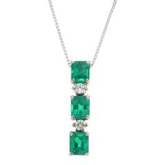 エメラルド ダイヤモンド K18WG ネックレス E0.78ct D0.07ct ホワイトゴールド 美品 鑑別書・ソーティング付 ◆送料込◆質屋-10855