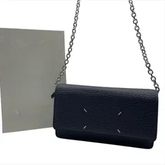 未使用品 保管品 Maison Margiela メゾン マルジェラ レザー ミニ チェーン ウォレット 長財布 レディース ネイビー k6773