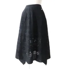 極美品◎正規品 イタリア製 CHANEL シャネル P70374 レディース シルク×コットン カットワークレース ニット フレアスカート ブラック 34　m04-st30317-693のサムネイル