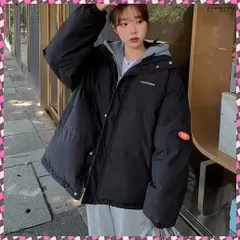 送料無料 フーデッド エコダウンジャケット重ね着風 韓国風 フード付き 中綿コート レディース ロゴ 防寒アウター あたたか ジャンパー フェイクダウン ブルゾン 上着 レイヤード風 ドッキング羽織もの パーカーコート冬服