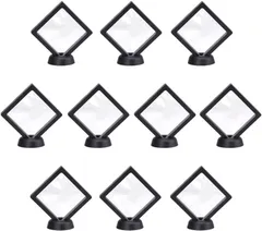 MaT store ルースケース メダルケース アクセサリー 透明フィルム 10個セット 台座付き(ブラック)