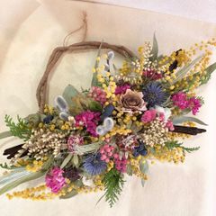 natural colorful mimosa⭐︎ドライフラワー リース