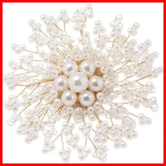 Coollooda コサージュ フォーマル ブローチ パール 卒業 入学 結婚式 レディース セレモニー ママ 入園 大きめ華やか ホワイト 8cm