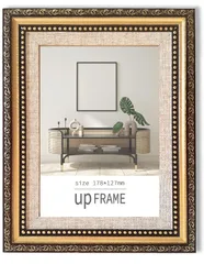 【在庫処分】額縁 額縁 縦横兼用 卓上 壁掛け (2L版 ヴィンテージ アンティーク レトロ 置き掛け兼用 樹脂製 Gold) 御洒落 フォトフレーム おしゃれ 写真立て アンティーク風