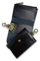 [Harewith] キーケース メンズ 本革 小銭入れ付き 【 雑誌掲載/日本ブランド】 スマートキー対応 カードケース 車キーケース (ブラック) [ブラック]