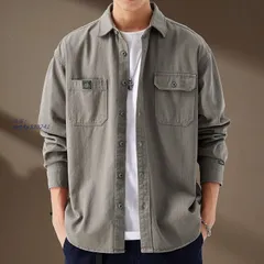 シャツ トップス メンズ カジュアルシャツ カーゴシャツ 開襟シャツ 長袖シャツ 大きいサイズ ストリート系 秋服 無地 ミリタリーシャツ B系 ワークシャツ ant4y330241