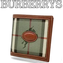 Burberrys バーバリーズ 二つ折り財布 PVC×レザー チェック柄 グリーン ブラウン ヴィンテージ ユニセックス / Burberrys Bifold Wallet PVC Leather Green Brown Vintage Unisex