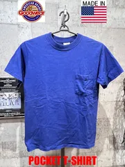 USA製 グッドウェア ポケット付き 半袖 Tシャツ M GOODWEAR 米国製 コバルトブルー