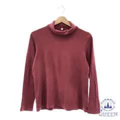 ☆美品☆ UNIQLO ユニクロ トップス カットソー ヒートテック ハイネック シンプル 長袖 レディース 大きいサイズ レッド L 901-9764 送料無料 古着