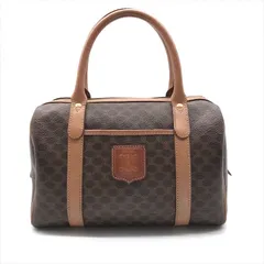 良品 CELINE セリーヌ マカダム ミニ ハンド ボストン バッグ ブラウン レディース ブランド 鞄 カバン Bag a8768