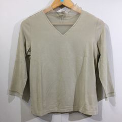 【12/6出品停止】pierre cardin ピエールカルダン 七分袖ベロア素材カットソー ライトグリーン Mサイズ レディース