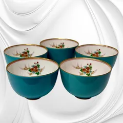 k14 渋草焼青い獅子と神馬のデザイン 陶器 湯呑茶碗 20個セット