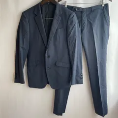 【美品】スーツセレクト　メンズ　M相当　スーツ　セットアップ　Y5  ネイビー　ストライプ　ウール