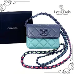 未使用級 CHANEL ショルダーバッグ 2023 SS コレクション 春夏プレコレクション バイカラー  シャイニーラムスキン チェーンショルダー 2025-066