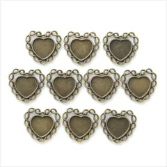 ミール皿【a29 アンティーク】10個セット ラウンド ハート モールド UVライト ストラップ キーホルダー チャーム クレイ ネックレス ペンダント ハンドメイドアクセサリーパーツ