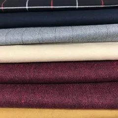 yc-231043【生地まとめ売り ウール他7点セット 】【レーヨンビエラ+綿ポリ+ウールストライプ+ウールストレッチサージ+ストレッチフラノ 計7点 】 布地 送料無料 日本製  ハンドメイド 帽子 カバンなど小物にも 巾140cm～
