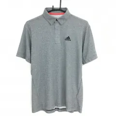 【新品】アディダス 半袖ポロシャツ 杢グレー ロゴ黒  メンズ M ゴルフウェア adidas