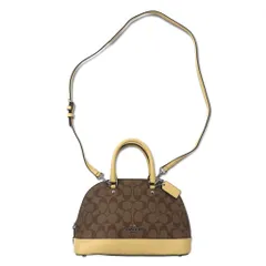 COACH シグネチャー ミニ シエラ サッチェル 2WAY ショルダーバッグ ハンドバッグ ブラウン ベージュ PVC レザー ドーム型 F27583