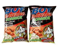 ボーイバワン フライドコーン 90g×2個セット 輸入菓子 フィリピン (M, ホットガーリック×2袋セット) [ホットガーリック×2袋セット] [M]