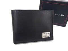 ■新品同様■ TOMMY HILFIGER トミーヒルフィガー レザー 二つ折り 財布 ウォレット 札入れ メンズ ブラック系 FS0480のサムネイル