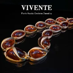 ネックレス 中世風 ガラス 精巧 銅メッキ アンバー 高級感 ヴィンテージXuA859