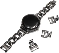 Royce&Roland GooglePixelWatch用 チェーンベルト バンド シルバー/ステンレス/工具不用 おしゃれ 腕時計 ブレスレット アクセサリー レディース black(ブラック)