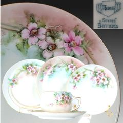 オールドノリタケ アールヌーボー様式 高級金盛上薔薇図紋プレート2枚