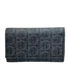 Salvatore Ferragamo フェラガモ 6連 キーケース キーリング コンパクト ガンチーニ 総柄 レザー ブラック系