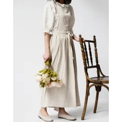 ☆ ベージュ ☆ エプロン 綿 ykwjcqk エプロン ワンピース 綿 前掛け 前掛 クロスエプロン ワークエプロン スカート風エプロン かぶるだけ おしりが隠れる ギャザー 着やすい 肩ひも 肩紐 落ちにくい コットン 麻 シンプル ナチュラル 北欧