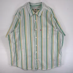 古着 リーバイス Levi's 半袖シャツ ストライプ 大きいサイズ リネン ワンポイント ロゴ XXL  ホワイト系 マルチカラー メンズ