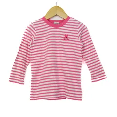 ミキハウス 長袖Ｔシャツ トップス ボーダー柄 ホットビスケッツ キッズ 女の子用 100サイズ ピンク×白 MIKIHOUSE 【中古】