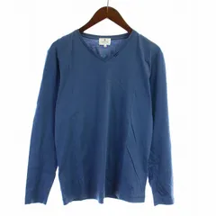 ランバンオンブルー LANVIN en Bleu Tシャツ カットソー 長袖 Vネック コットン 48 M 青 ブルー /KUのサムネイル