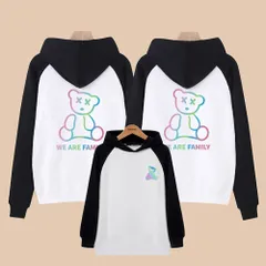 ☆ ホワイト×ブラック ☆ 100cm ☆ パーカー キッズ 春秋 パーカー キッズ 子供服 トップス トレーナー 子ども服 男の子 女の子 スウェット おしゃれ かわいい 可愛い オシャレ 秋 冬 春 親子 ペアルック 親子ペア お揃い おそろい