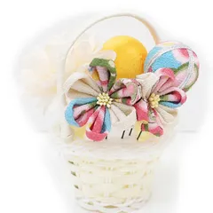 髪飾り 成人式 振袖 袴 ５点セット 白 ピンク 黄 和柄 花籠 大人 浴衣 かんざし 簪 卒業式 フォーマル 結婚式 花飾り つまみ細工 ちりめん 手作り W40 W303-300 髪飾り 黄 n814　WSi