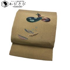 ☆ 単衣 紬着物 付下げ 手描き 花模様 風景 鉄葡萄色 しつけ糸 K-4622 単衣 紬着物 付下げ 手描き 花模様 風景 鉄葡萄色 しつけ糸 K