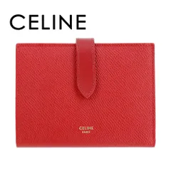 セリーヌ 財布 二つ折り CELINE ベルトフラップ ミディアム ストラップ ウォレット ESSENTIALS 10B64 3BFP 27ED RED レッド レザー 本革