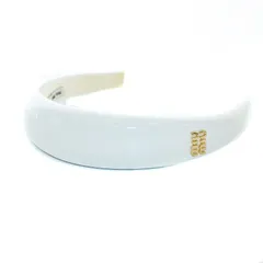 ミュウミュウ miumiu ヘッドバンド カチューシャ ヘアアクセサリー ロゴ パテントレザー 白 ホワイト 5IH025 069 F0009 /AQ ■OS ■OHのサムネイル