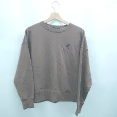 ◇ ⊇ KANGOL カンゴール ワンポイント刺繍 長袖 スウェットトレーナー サイズL ブラウン系 レディース E  【1506230022397】