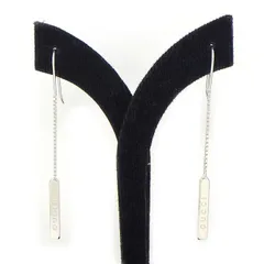 グッチ GUCCI フックピアス ラリエット スウィング ドロップ バー ロゴ ベネチアンチェーン K18WG 【中古】